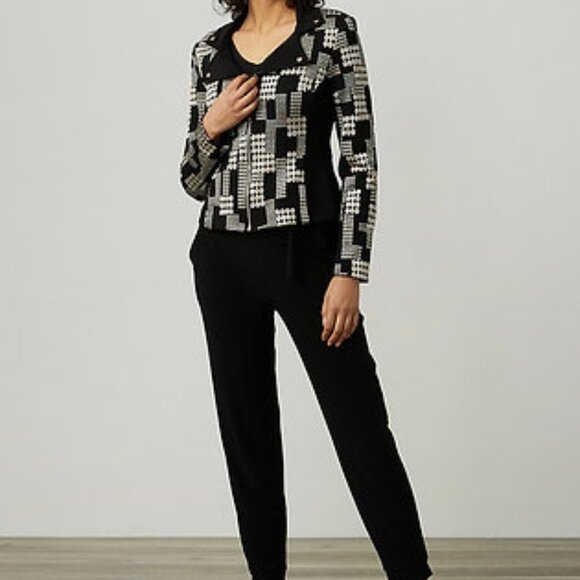 Joseph Ribkoff Printed Jacquard Jacket - Size 12 - Gold hardware moto jacket - Picture 8 of 12